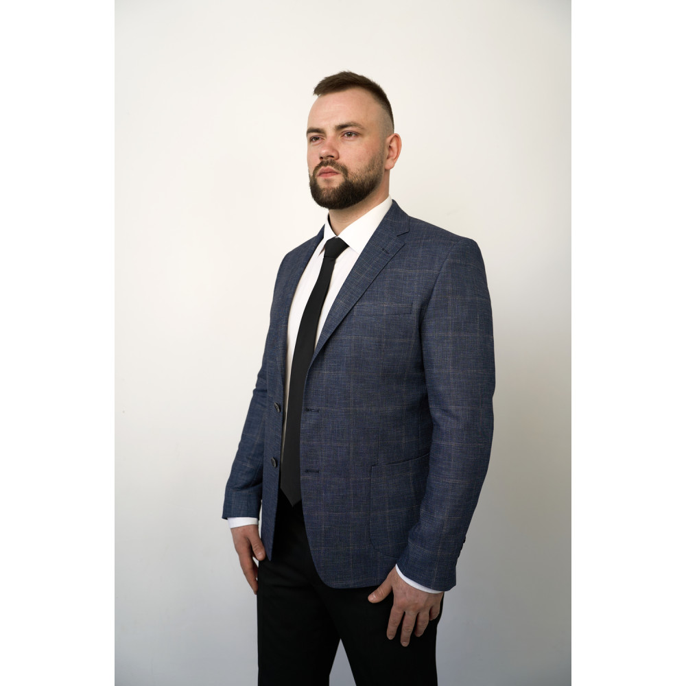 Мужской пиджак синий в клетку P22-12