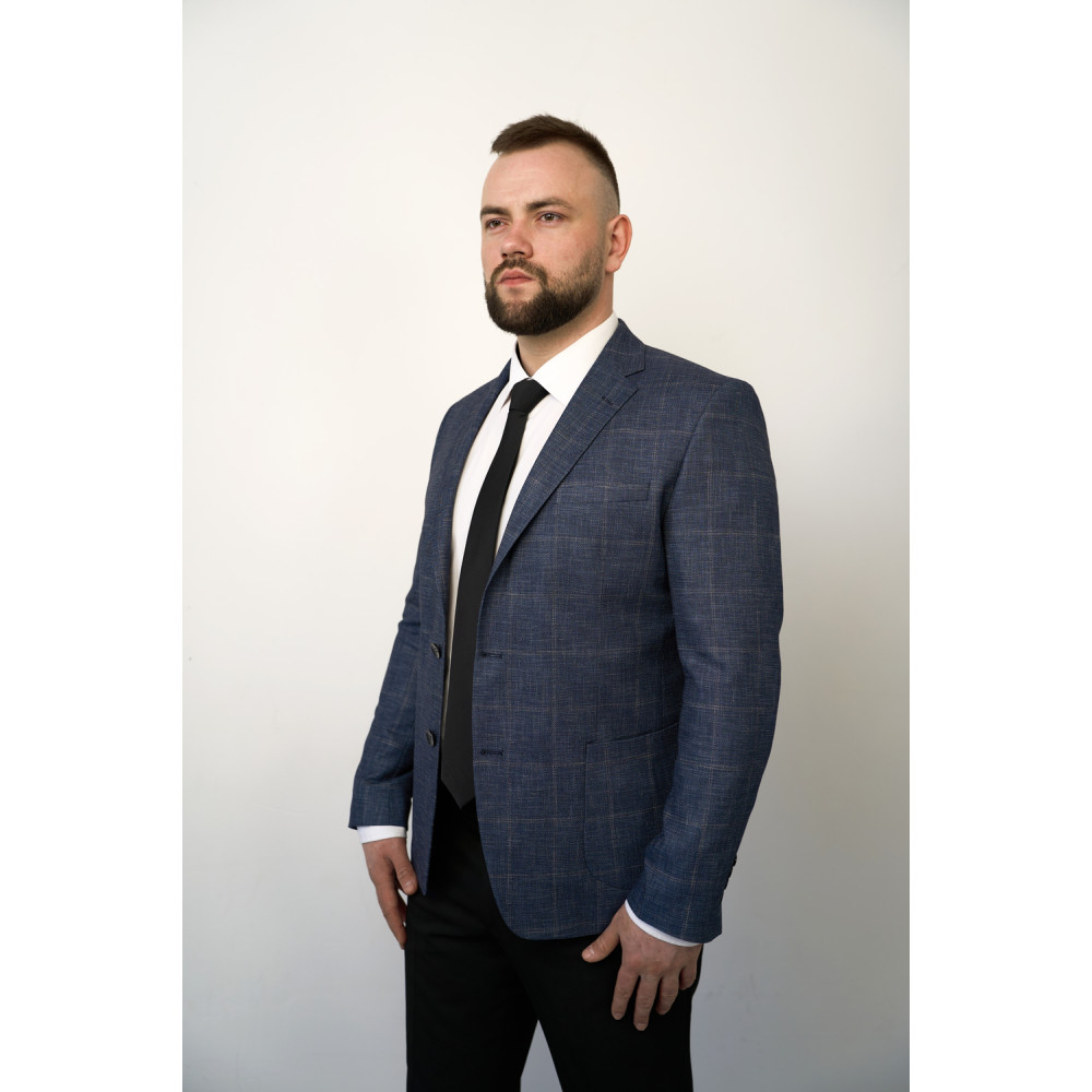 Мужской пиджак синий в клетку P22-12