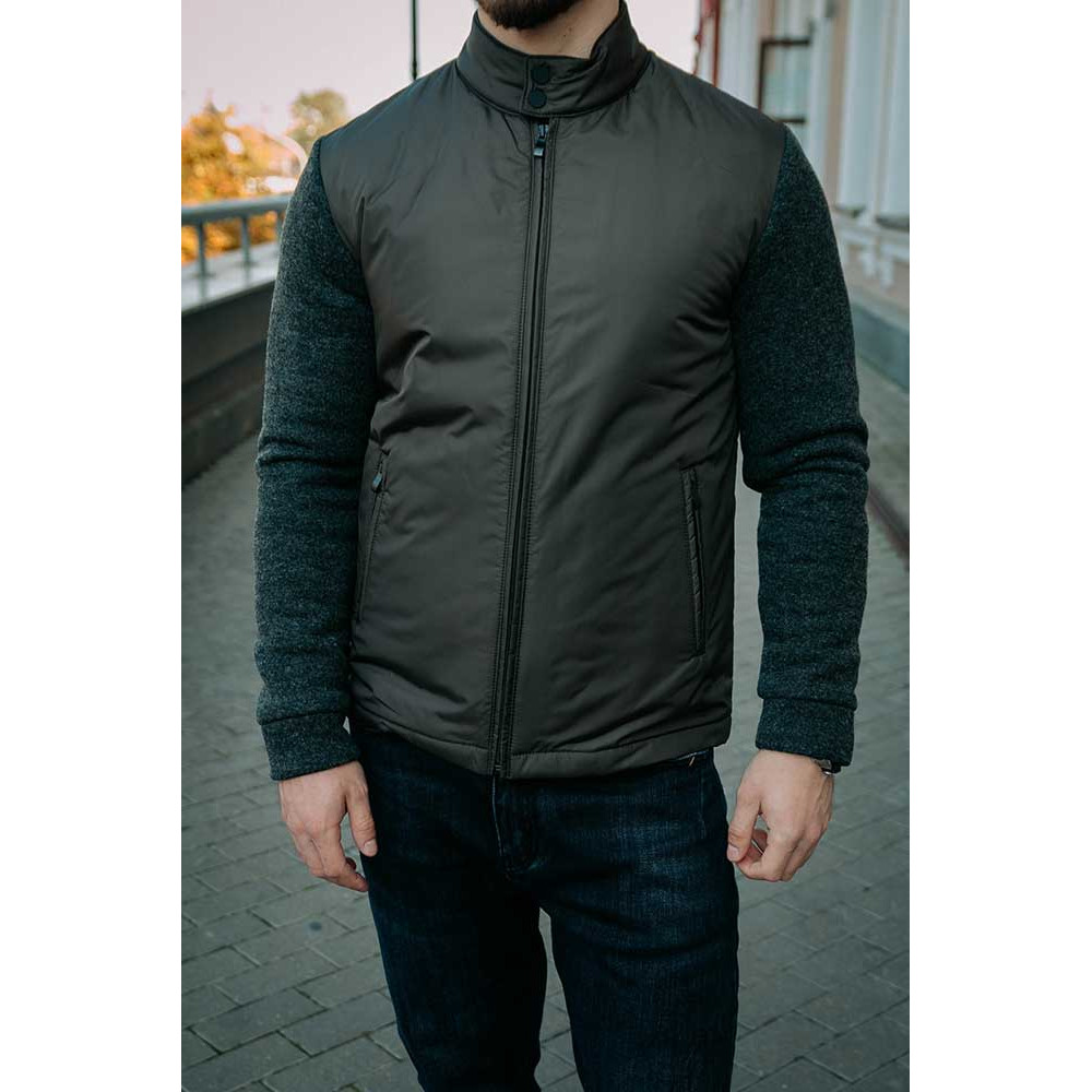 Куртка оливковая с трикотажными рукавами KK-1006