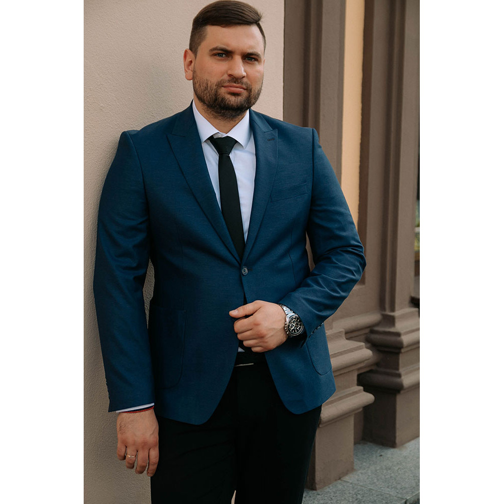 Пиджак синий с накладными карманами RQ-1004