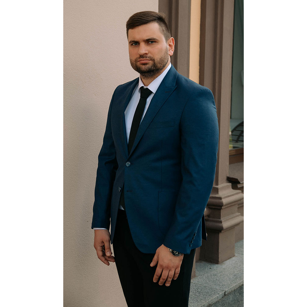 Пиджак синий с накладными карманами RQ-1004