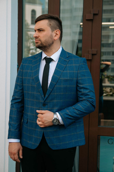 Пиджак синий в клетку
